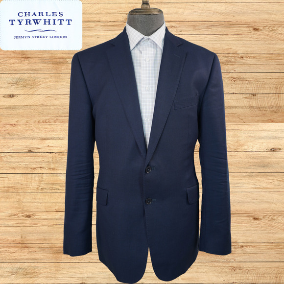 Charles Tyrwhitt Suit Jacket Mens 46L Woven Slim Fit Super 120 Wool Half-Canvas